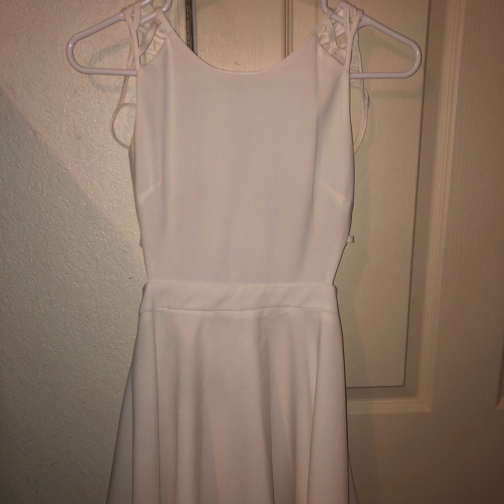 white open back dress